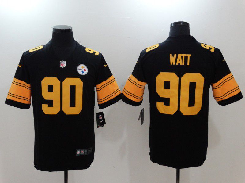 Men Pittsburgh Steelers #90 Watt Black Yellow Nike Vapor Untouchable Limited NFL Jerseys->->NFL Jersey